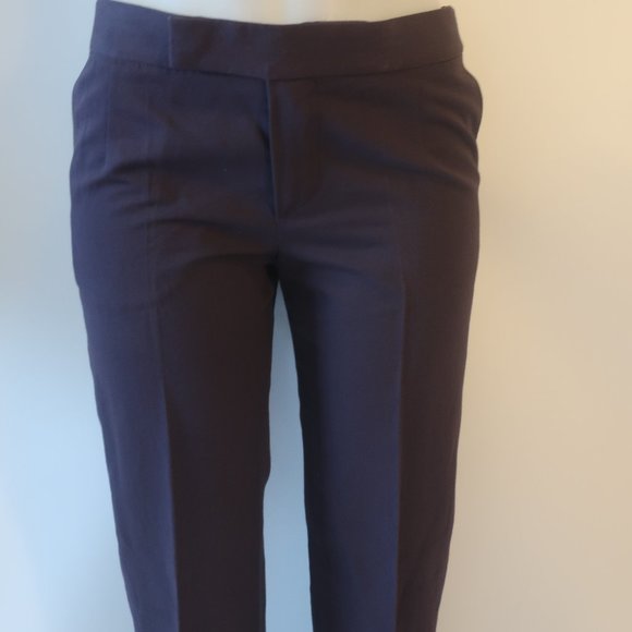 Womens Chloe Blue Cotton Linen Blend Flat Front Pants 38 US/M * - Picture 3 of 10